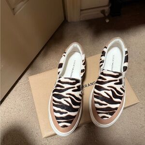 Lucky Brand slip on sneakers calf hair animal print